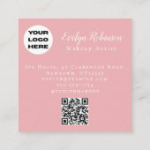 Blozende Roze Witte Script 3 Foto QR Code Make-up Vierkante Visitekaartje (Achterkant)