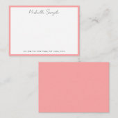 Blozende Roze Witte Typografie Script Naam Minimal Notitiekaartje (Voorkant / Achterkant)