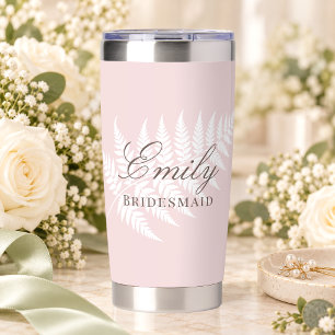 Blozende Roze Witte Varens Elegante Bruidsmeisje Geïsoleerde Drinkbeker