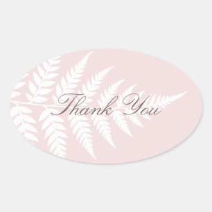 Blozende Roze Witte Varens Elegante Dank Je Ovale Sticker