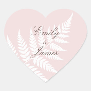 Blozende Roze Witte Varens Romantische Botanische Hart Sticker