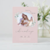 Blozende Roze Zij Zei Ja Foto Save The Date (Staand voorkant)