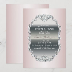 Blozende Roze & Zilveren Diamant Glamour Vintage W Kaart
