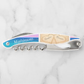 Blozende Roze Zonsondergang Harten in het Zand Str Kurkentrekker (Achterkant)