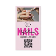 Blozende Roze Zwarte Foto Qr Code Logo Nagelsalon