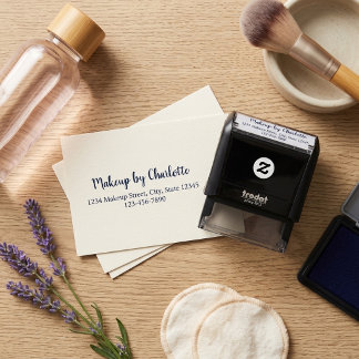 Blozende Roze Zwarte Script Foto Make-up Zelfinktende Stempel