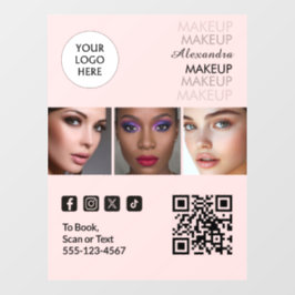 Blozende Roze Zwarte Script Foto QR-code Sociaal I Raamsticker