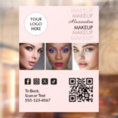 Blozende Roze Zwarte Script Foto QR-code Sociaal I Raamsticker (Vel 2)