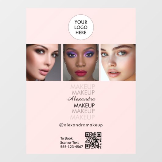 Blozende Roze Zwarte Script Foto QR Code Sociaal I Raamsticker (Vel)