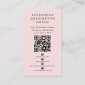 Blozende Roze Zwarte Script Foto QR-code Sociaal I Visitekaartje (Achterkant)