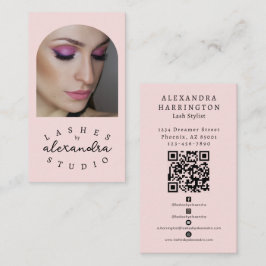 Blozende Roze Zwarte Script Foto QR-code Sociaal I Visitekaartje