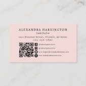 Blozende Roze Zwarte Script Foto QR-code Sociaal I Visitekaartje (Achterkant)