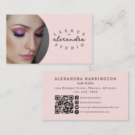 Blozende Roze Zwarte Script Foto QR-code Sociaal I Visitekaartje