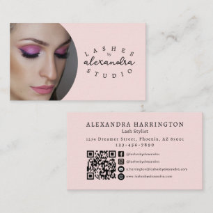 Blozende Roze Zwarte Script Foto QR-code Sociaal I Visitekaartje