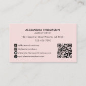Blozende Roze Zwarte Script Foto Qr Code Sociaal I Visitekaartje (Achterkant)