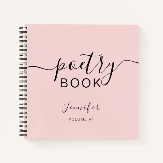 Blozende Roze Zwarte Script Jouw Naam Poëzie Notitieboek (Voorkant)