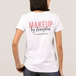 Blozende Roze Zwarte Script Logo Make-up Medewerke T-shirt