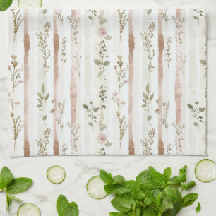 Blozende Rozen Strepen Bloemmotief Theedoek