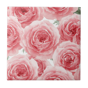 Blozende Rozen Waterverf Bloem Roze Bloemblad Patr Tegeltje