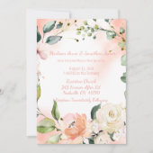 Blozende Rozen Waterverf Elegant Script Bruiloft Kaart (Voorkant)
