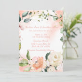 Blozende Rozen Waterverf Elegant Script Bruiloft Kaart (Staand voorkant)