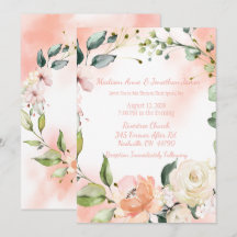 Blozende Rozen Waterverf Elegant Script Bruiloft