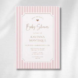 Blozende streep whimsical gouden lijst baby shower kaart