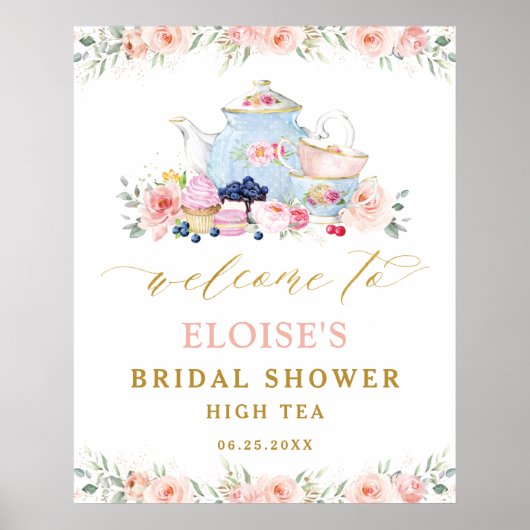 Blozende Thee Bloemen Bruids Baby Shower Ontvangst Poster (Voorkant)