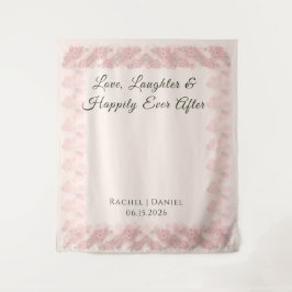 Blozende Tuin Bloemrijke Minimale Trouwfoto Achter Wandkleed