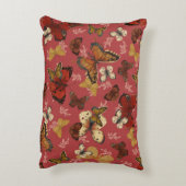 Blozende Vleugels – Roze Vlinderpatroon Accent Kussen (Achterkant (Verticaal))