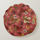 Blozende Vleugels – Roze Vlinderpatroon Rond Kussen (Achterkant)