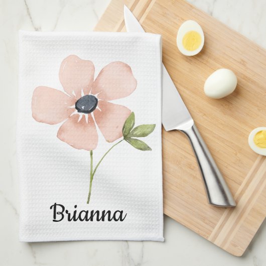 Blozende Waterverf Bloem Naam Theedoek (Quarter Fold)