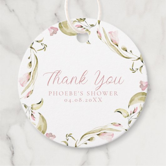 Blozende Waterverf Bloemen Bruidsdouche Bedankjes Labels (Voorkant)