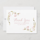 Blozende waterverf bloemen bruidsdouche plat bedankkaart (Voorkant)