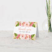 Blozende waterverf bloemen bruiloft bruidsfeest bedankkaart (Voorkant)