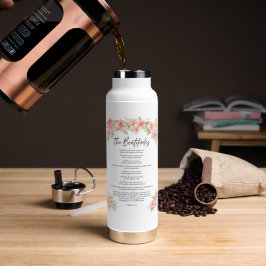 Blozende Waterverf Bloemen Zaligsprekingen Schrift Waterfles