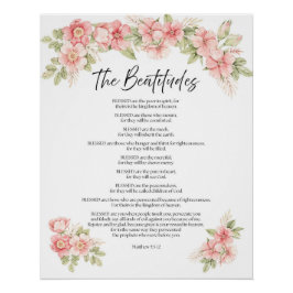 Blozende waterverf bloemige Seligsprekingen Schrif Perfect Poster