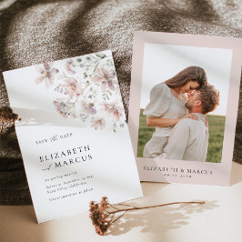 Blozende Wilde Bloem Minimalistische Trouwkaart 'S Save The Date