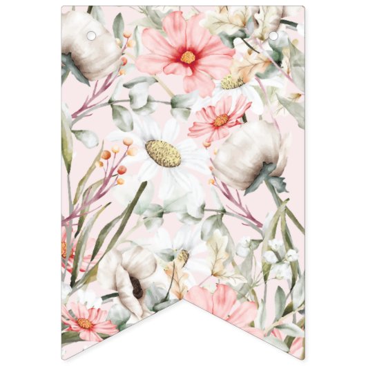 Blozende Wilde Bloemen Toekomstige Mrs Bruidsbanne Vlaggetjes (Tweede vlag)