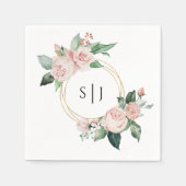 Blozende witte bloem bruiloft monogram servet (Voorkant)