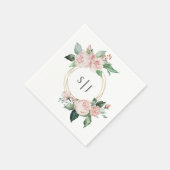 Blozende witte bloem bruiloft monogram servet (Hoek)