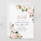 Blozende & Witte Bloemen 25e Huwelijksverjaardag Kaart (Voorkant)