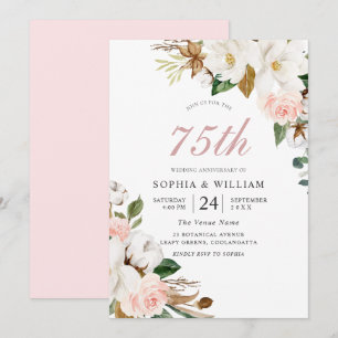 Blozende & Witte Bloemen 75ste Huwelijksjubileum Kaart