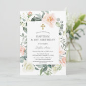 Blozende Witte Bloemen Gouden Meisje 1e Verjaardag Kaart (Staand voorkant)