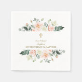 Blozende witte bloemen gouden meisje 1e verjaardag servet (Voorkant)