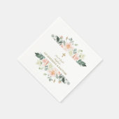 Blozende witte bloemen gouden meisje 1e verjaardag servet (Hoek)