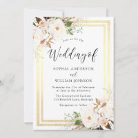 Blozende witte bloemen gouden rand wonderland brui