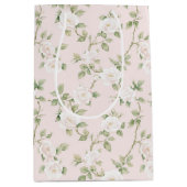 Blozende witte bloemige bruidsdouche medium cadeauzakje (Voorkant)