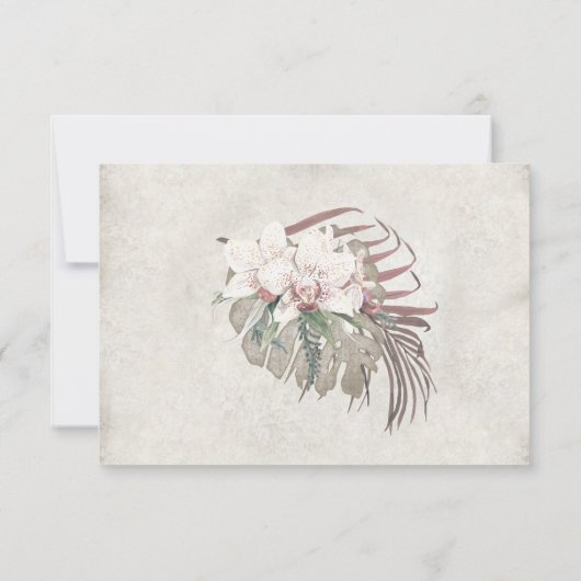 Blozende witte orchidee bloemrijke tropische groen RSVP kaartje (Achterkant)