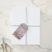 Blozende Witte Roos Glam Moderne Marmeren Bruidsdo Cadeaulabel (Met Touw)